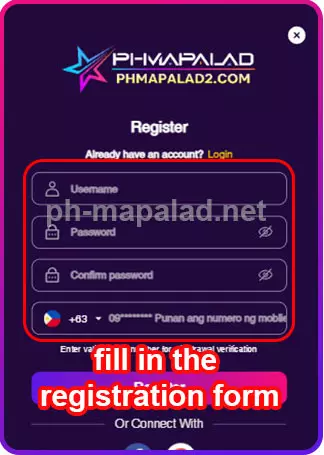 Fill in the registration form